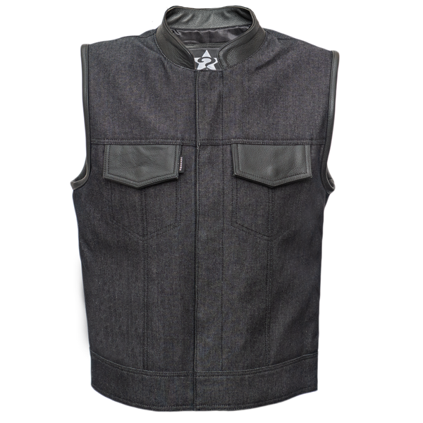 ★MONOHA★ Black denim vest (black) Z1R Black Denim Motorcycle Vest - Get Lowered Cycles