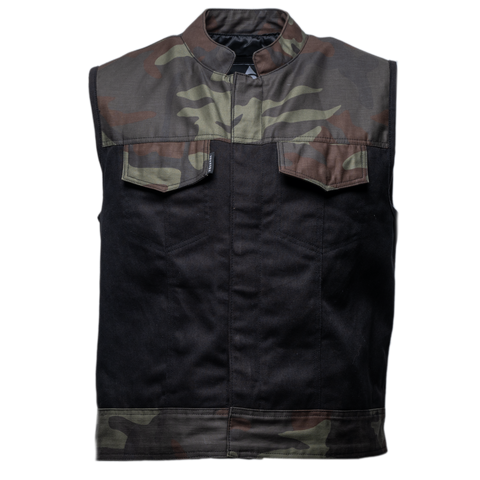 Black/Camo Denim Vest