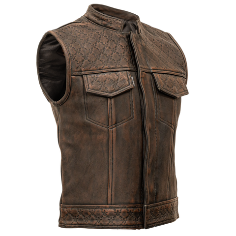 Unknown Stamp Brown Leather Vest