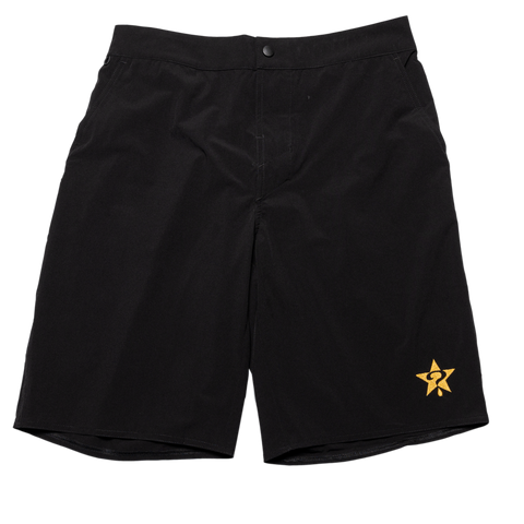 Black Hybrid Shorts Gold Logo